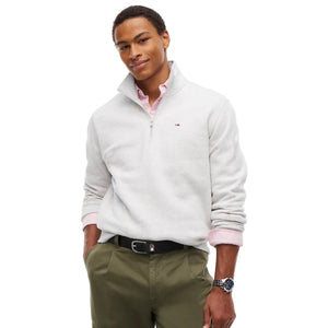 Tommy Jeans Mens 1/4 Zip Fleece Mock Ice Grey Heather