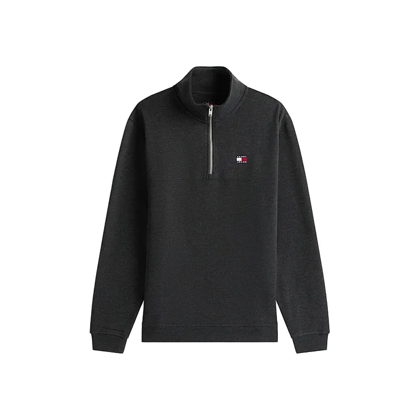 Tommy Jeans Mens Sweatshirt Badge Quarter Zip Black