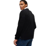 Tommy Jeans men's black relaxed essential badge rugby shirt
