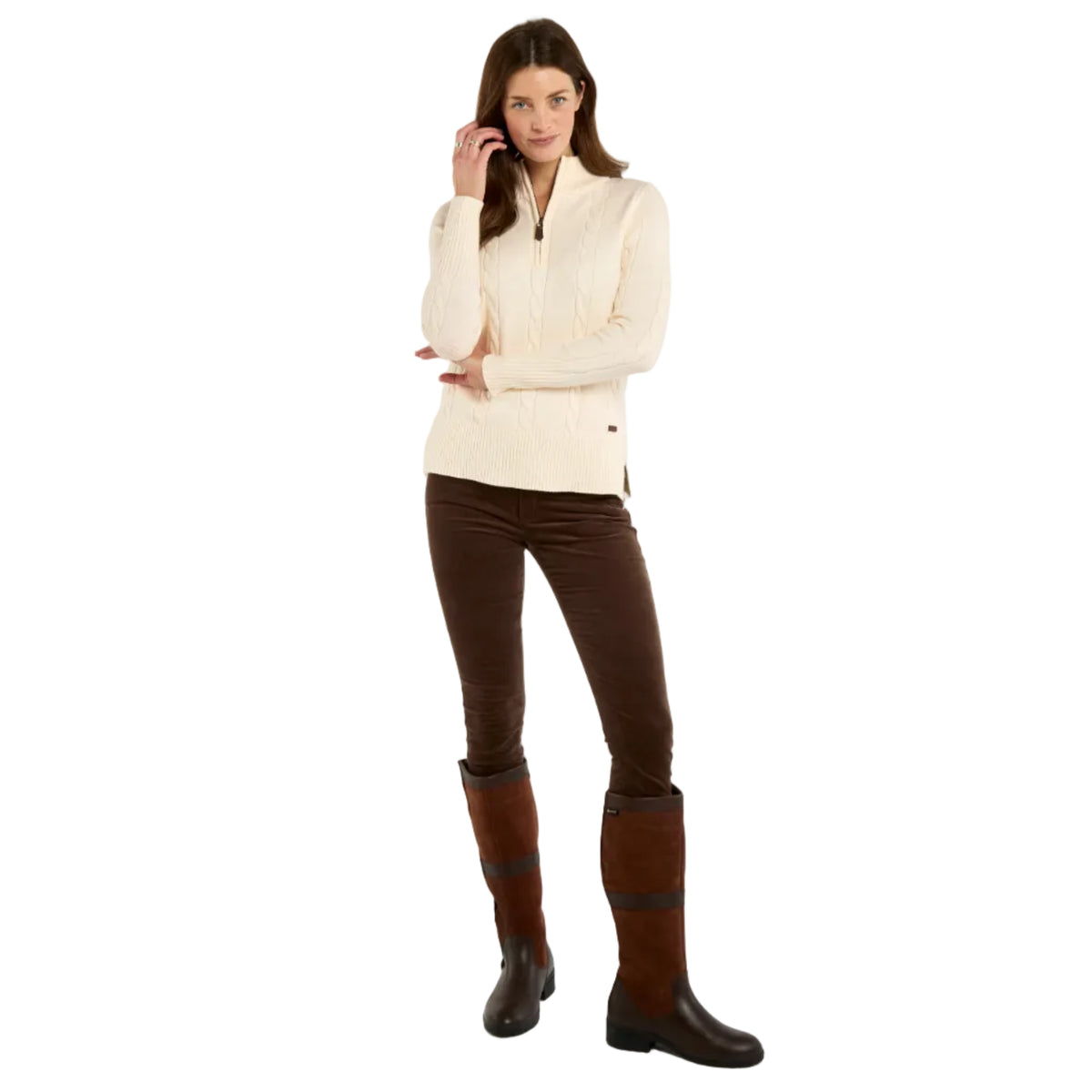 Dubarry Burtonpoint women's half-zip knit sweater in chalk