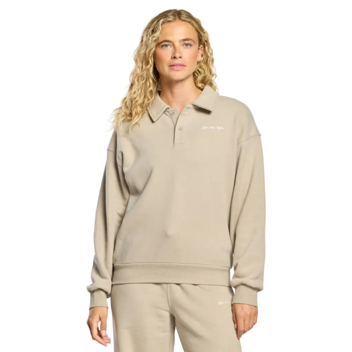 Gym+Coffee Womens Daily Collared Sweatshirt Rich Taupe