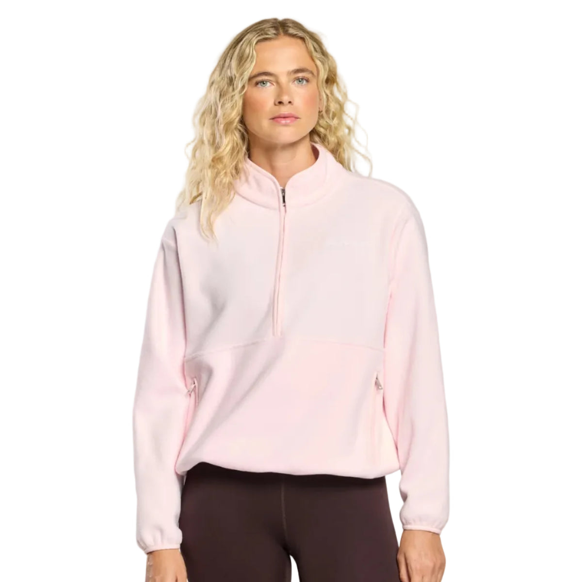 Gym+Coffee women's polar half zip fleece in ballet pink