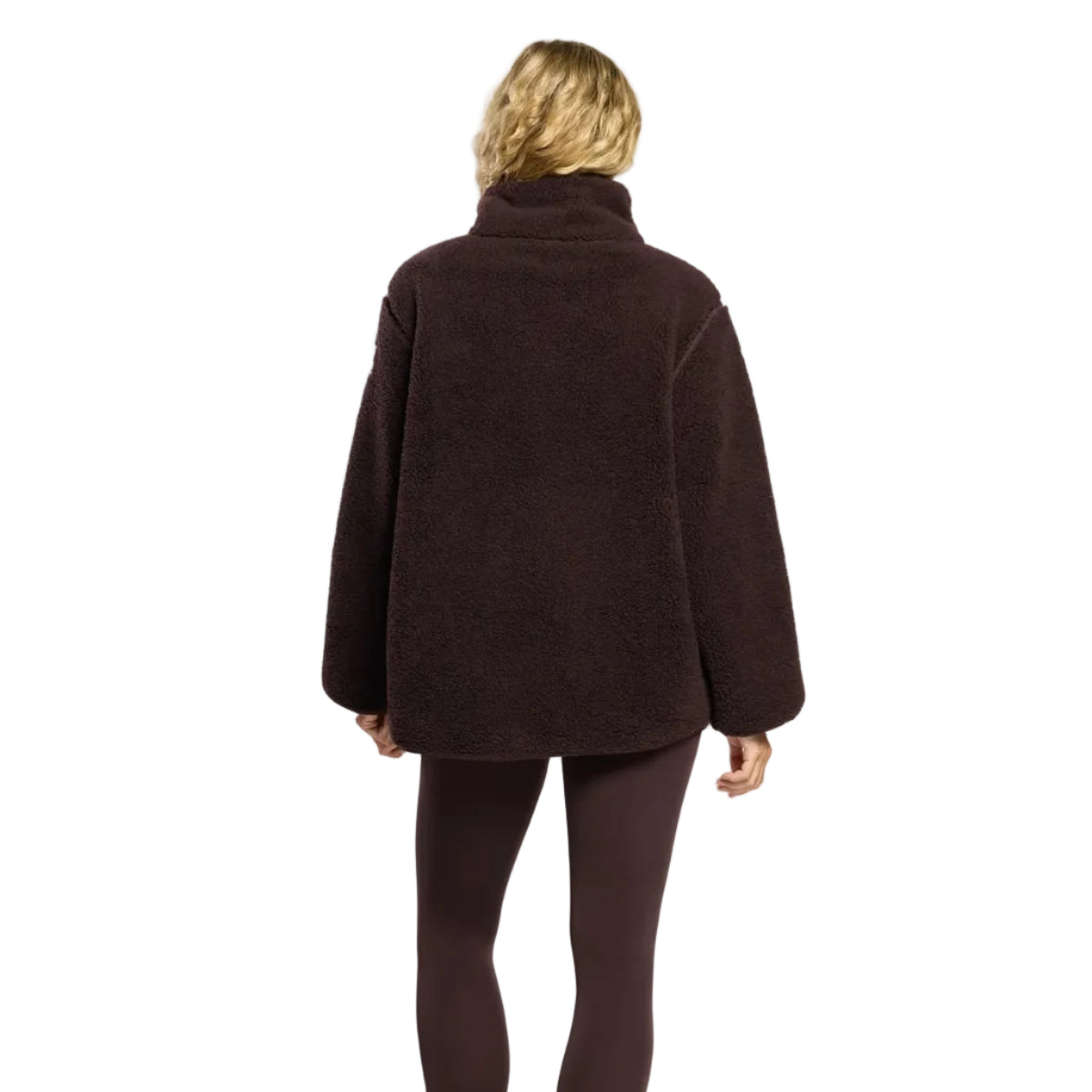 Gym+Coffee Industry women's mocha bean borg fleece high collar jacket