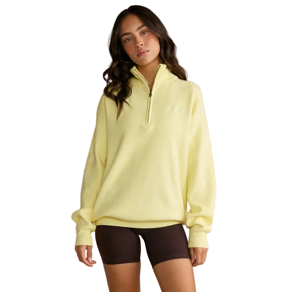 Gym+Coffee women's cool yellow knitted half zip
