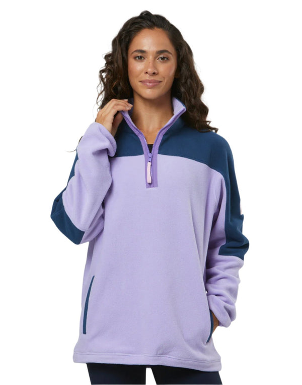 Gym Coffee Womens Half Zip Polar Fleece Lilac