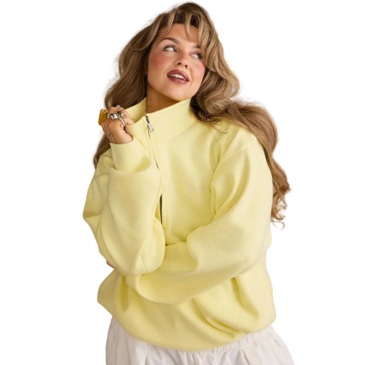 Gym+Coffee women's cool yellow knitted half zip