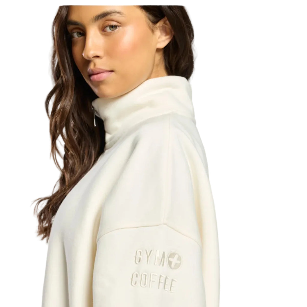 Gym+Coffee Womens Sierra Half Zip Sweatshirt Warm White