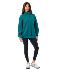 Gym+Coffee Womens Snap Collar Sierra Sweatshirt Teal
