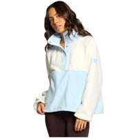 Gym+Coffee women's glacial blue and cream snap polar fleece