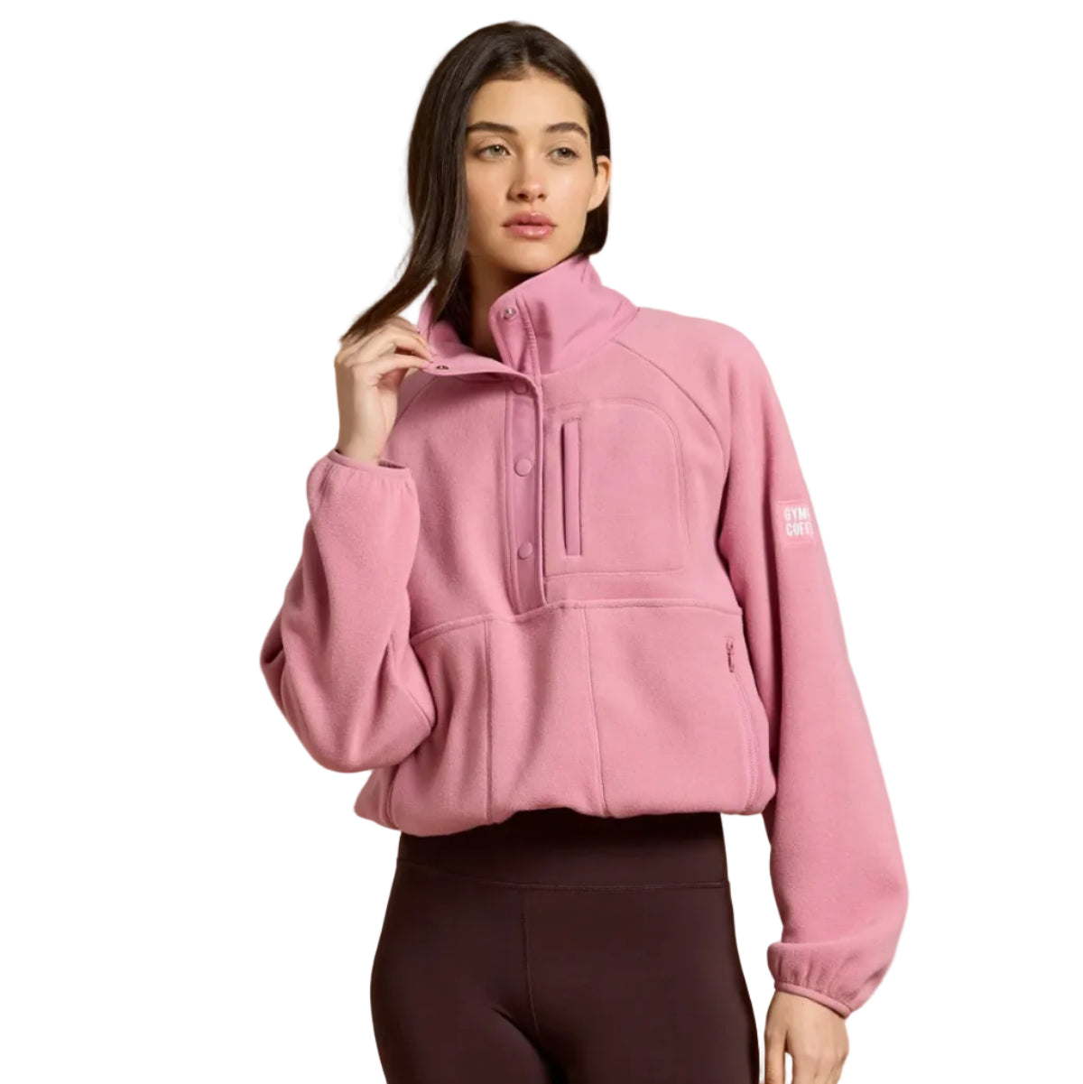 Gym+Coffee women's Snap polar fleece in pink velvet
