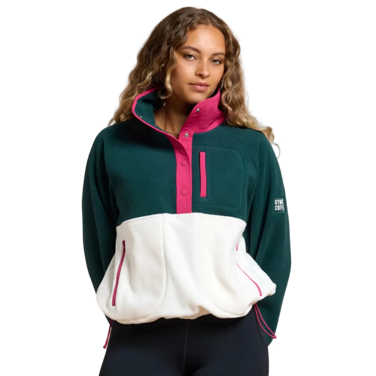 Gym+Coffee women's Snap polar fleece in moss green