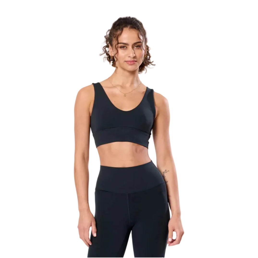 Gym Plus Coffee women's black sports bra