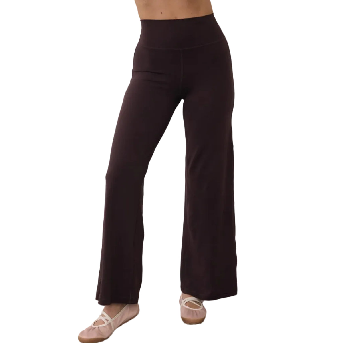 Gym+Coffee women's mocha bean high-waisted wide leg leggings