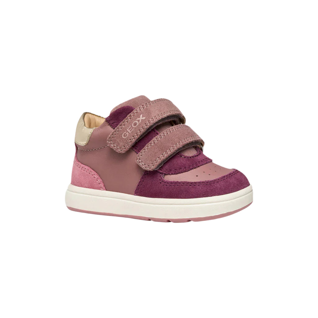Geox girls' purple leather boot with velcro