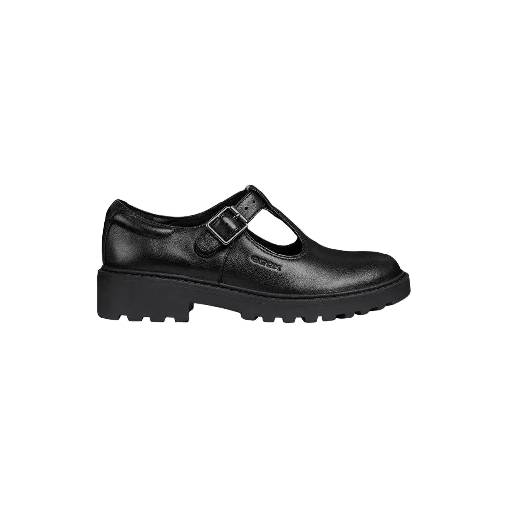 Geox Girls School Shoe Casey Girl J Black Leather