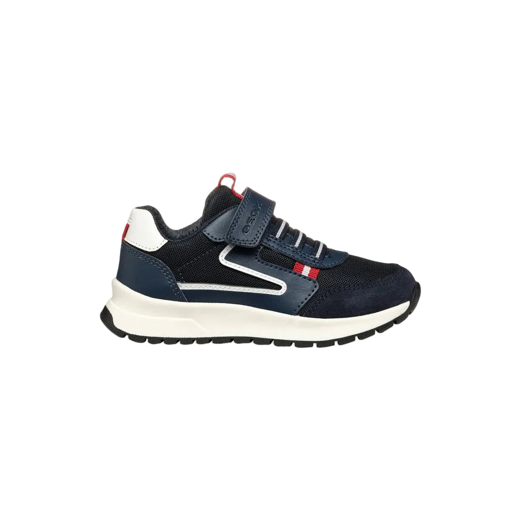 Geox boys' navy and red mesh trainer with velcro