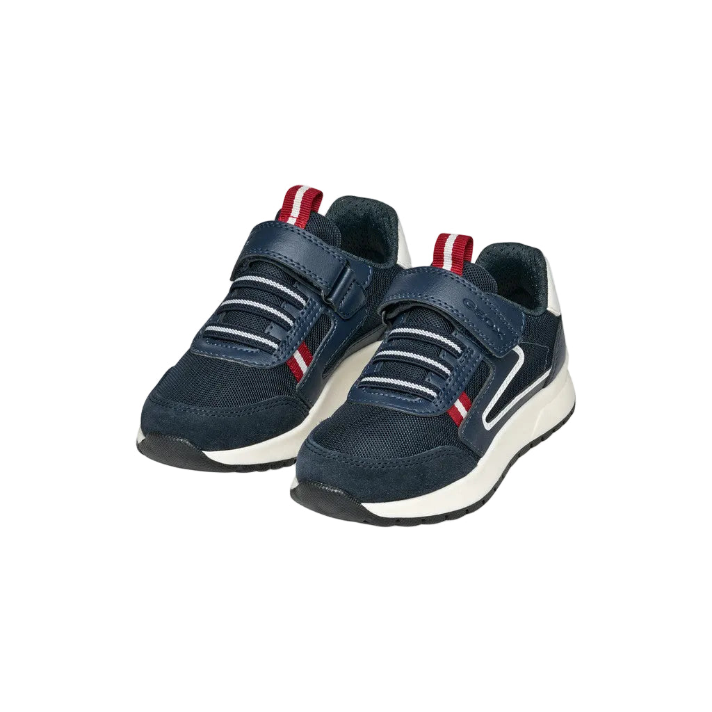Geox boys' navy and red mesh trainer with velcro