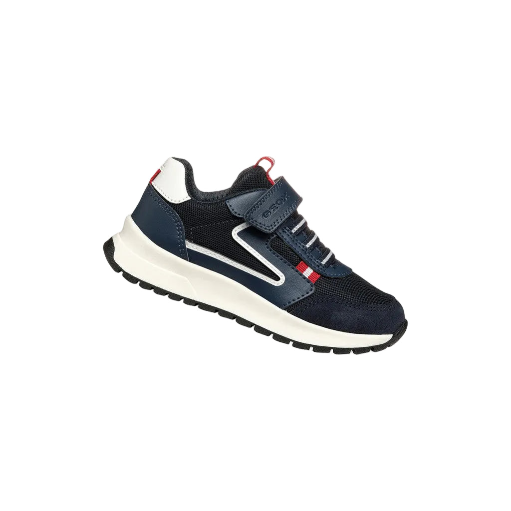 Geox boys' navy and red mesh trainer with velcro