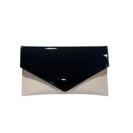 Emis Womens Envelope Clutch Bag T36 Black/Beige
