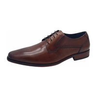 Men's brown leather dress shoe with lace-up closure and low heel