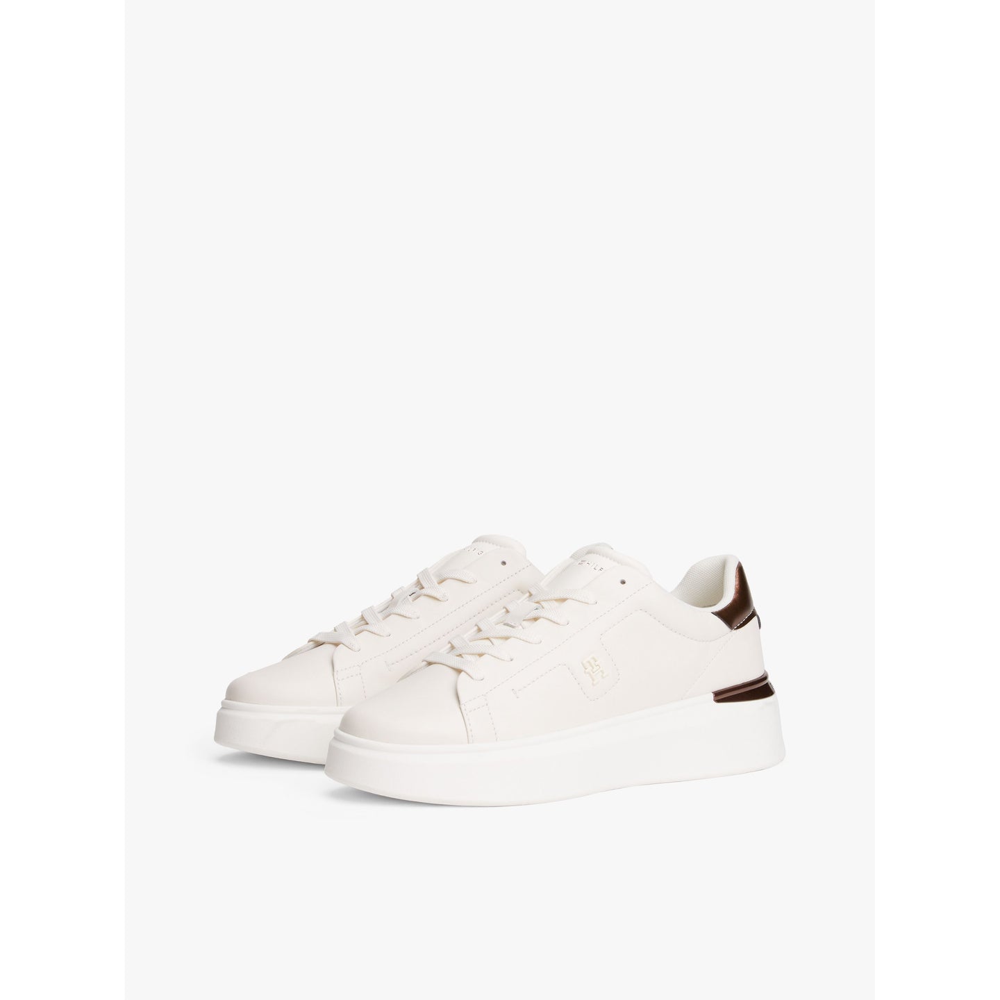 Tommy Hilfiger Womens Chic Platform Sneaker Gold Ancient White
