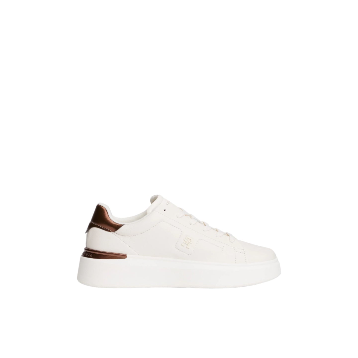 Tommy Hilfiger Womens Chic Platform Sneaker Gold Ancient White