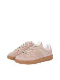 Tommy Hilfiger women's blush suede lace-up trainer