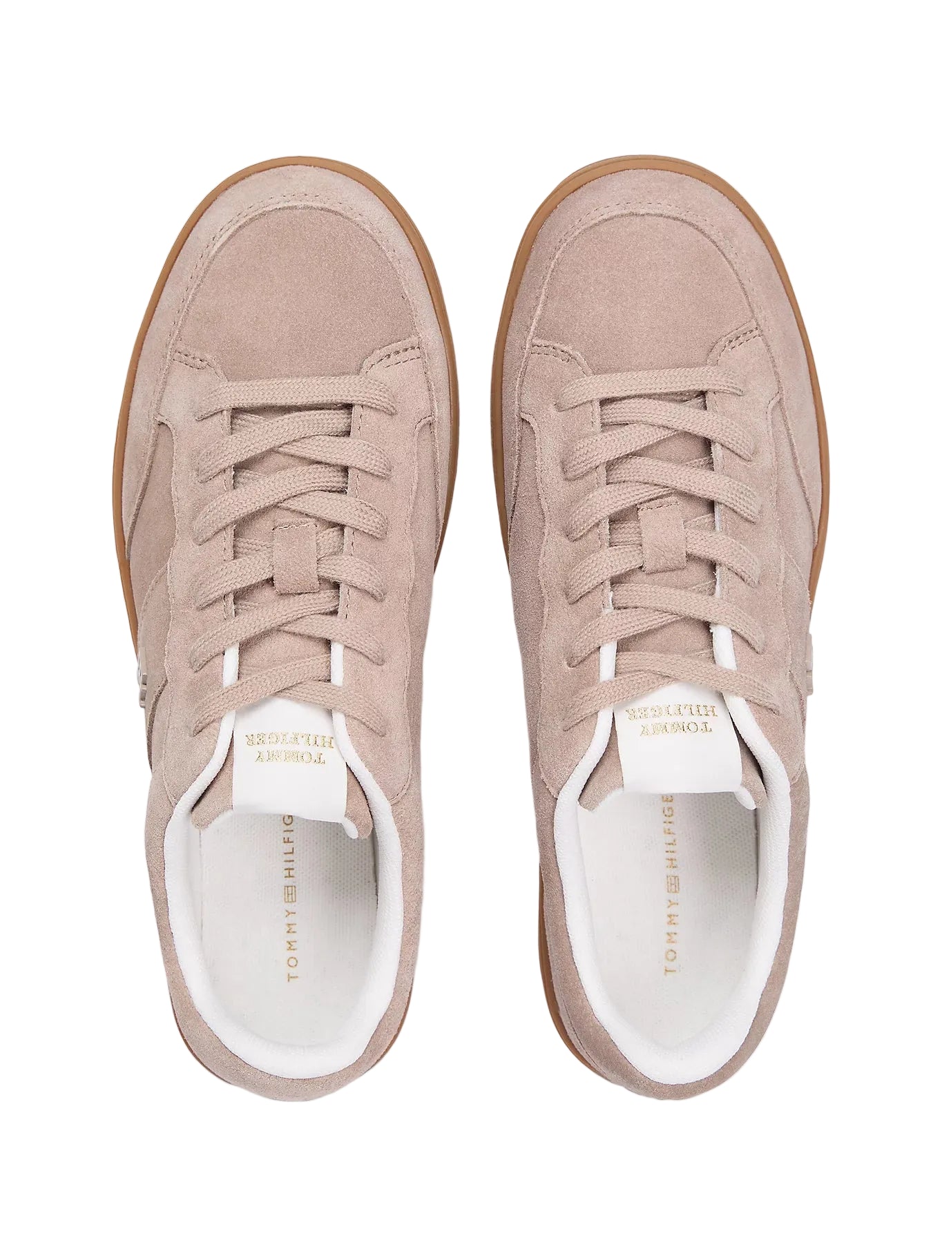 Tommy Hilfiger women's blush suede lace-up trainer