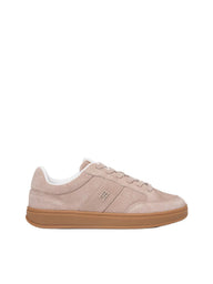 Tommy Hilfiger women's blush suede lace-up trainer