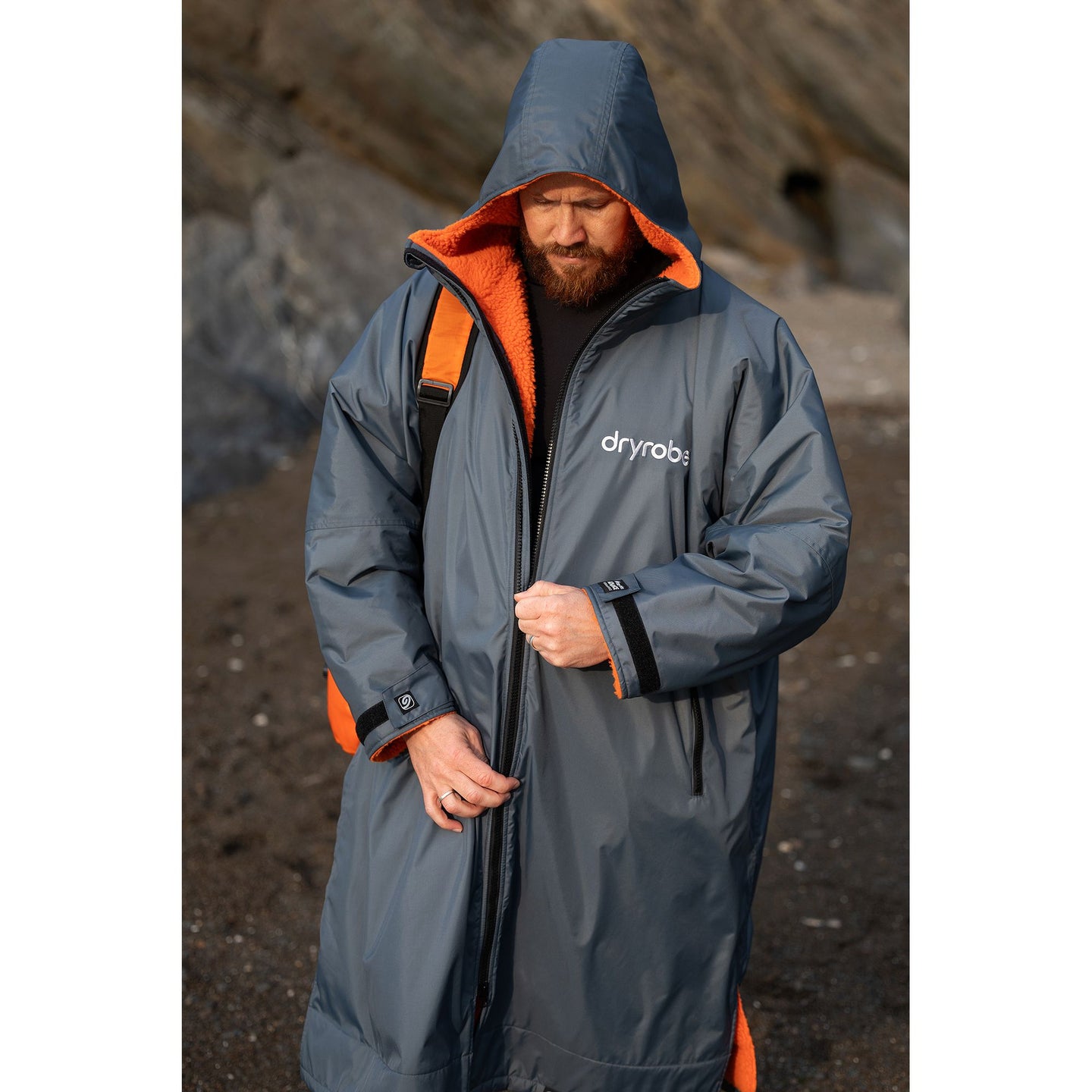 Dryrobe Adults Advance Long Sleeve V3 Dark Grey Orange