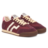 Gant Beylana women's burgundy suede and leather retro trainers