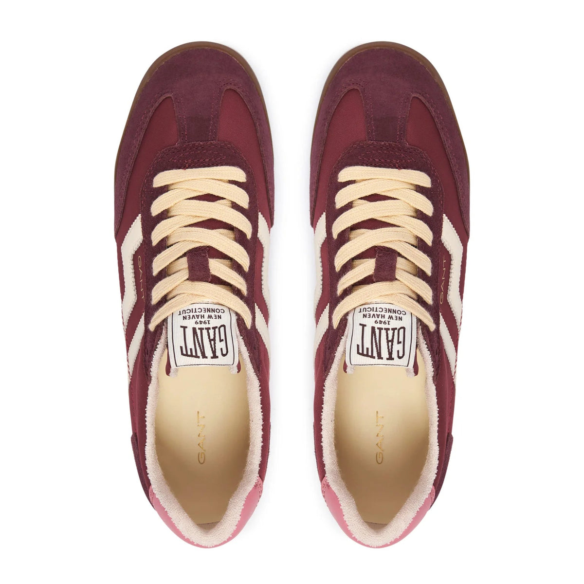 Gant Beylana women's burgundy suede and leather retro trainers
