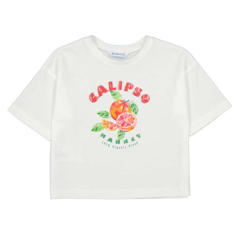 Mayoral Girls T-Shirt 3016 White-Persimmon