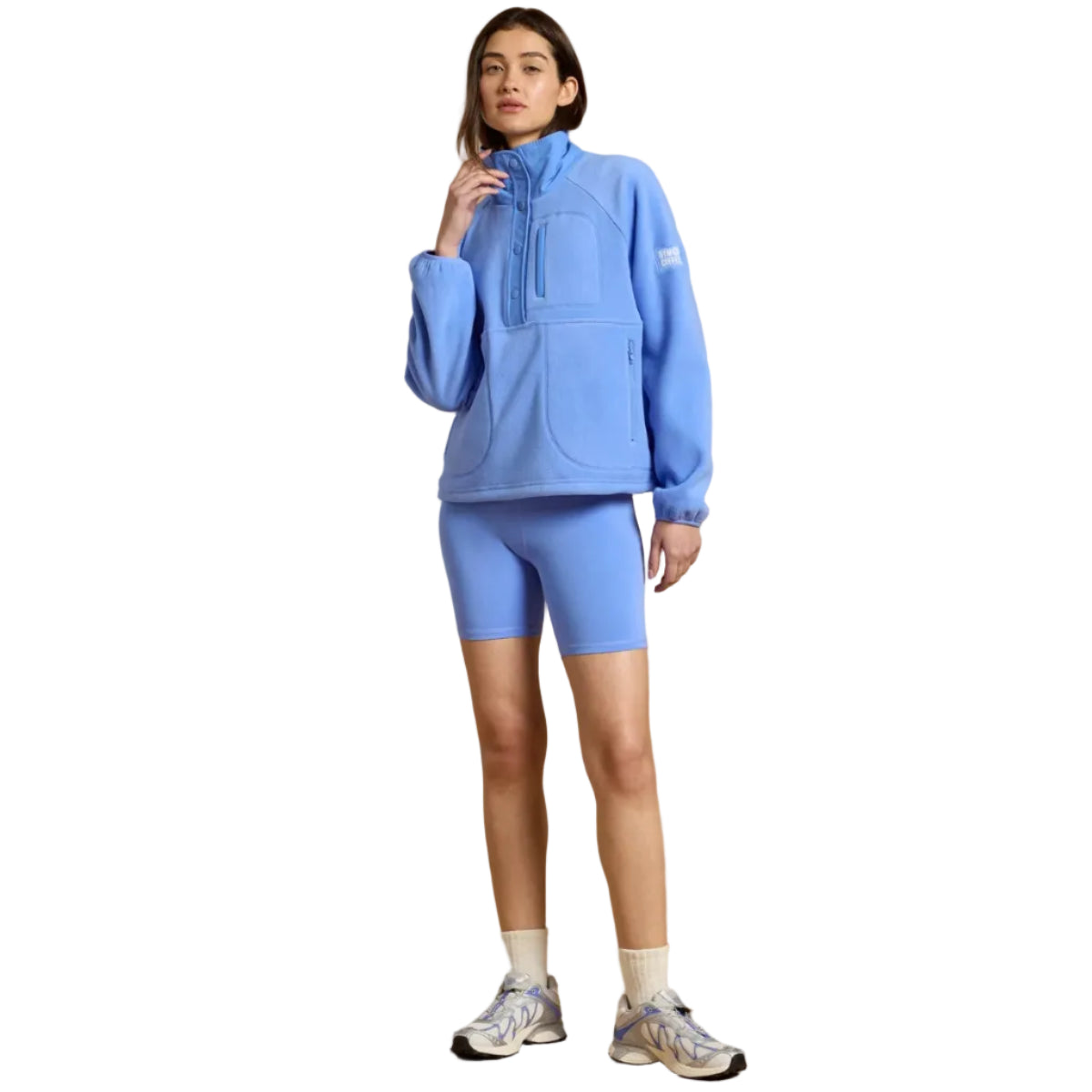 Gym+Coffee women's periwinkle blue Polar snap fleece