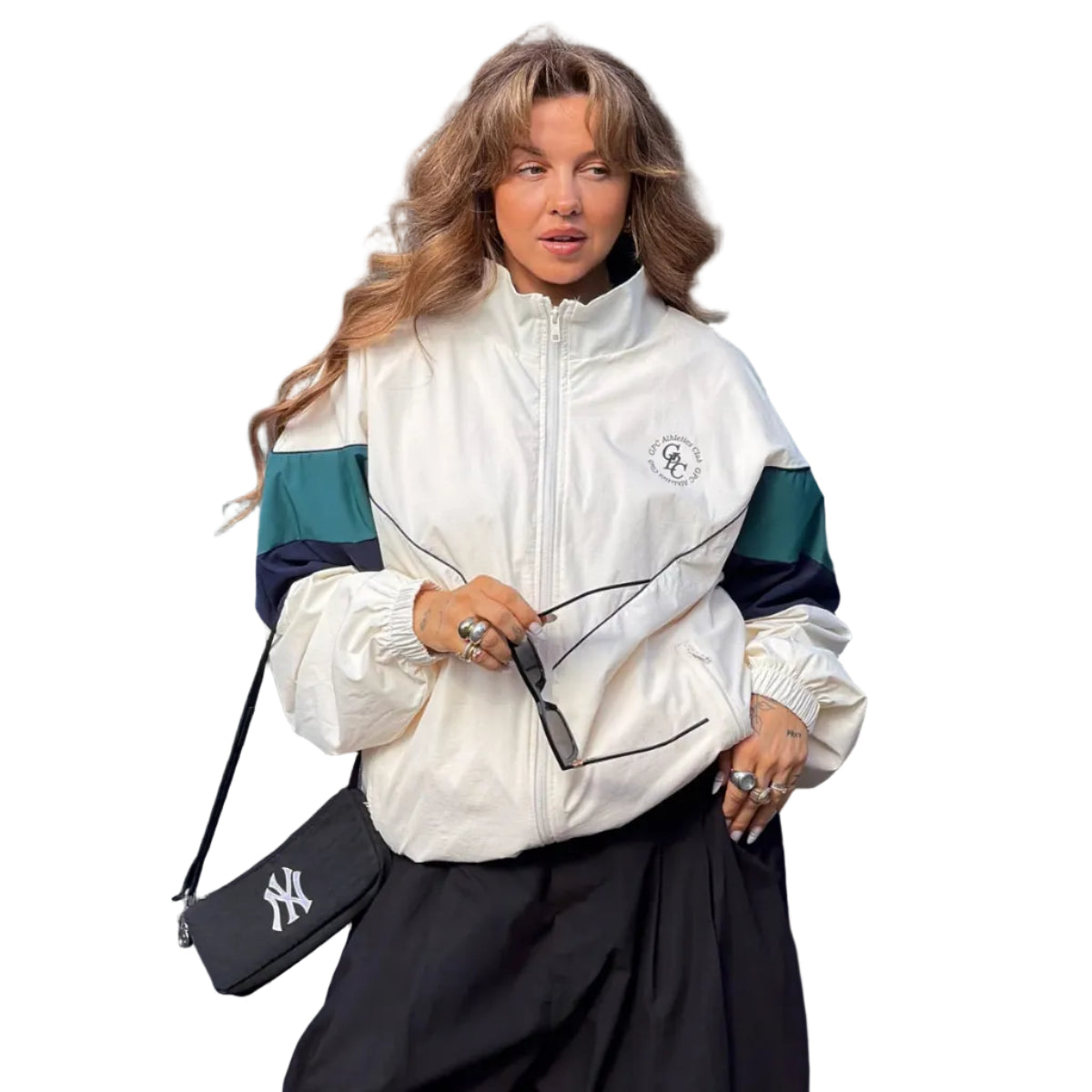 Gym+Coffee Womens Jacket Star Windbreaker Ecru
