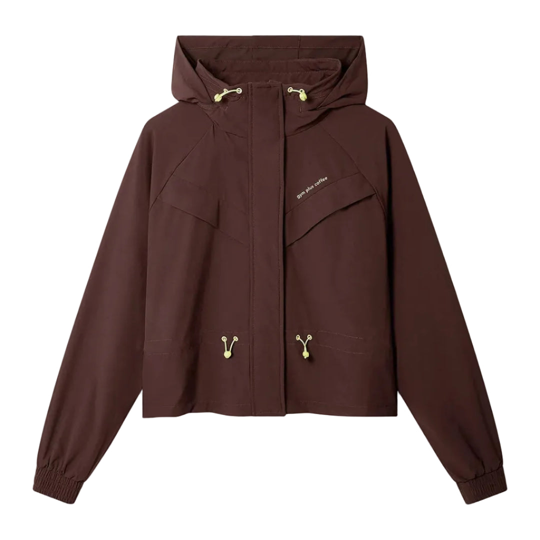 Gym+Coffee women's Cinch windbreaker jacket in mocha bean