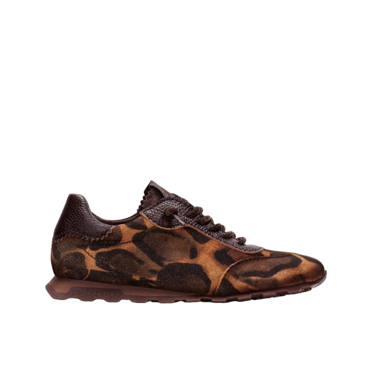 Hispanitas women's espresso brown leather Jirafa trainer