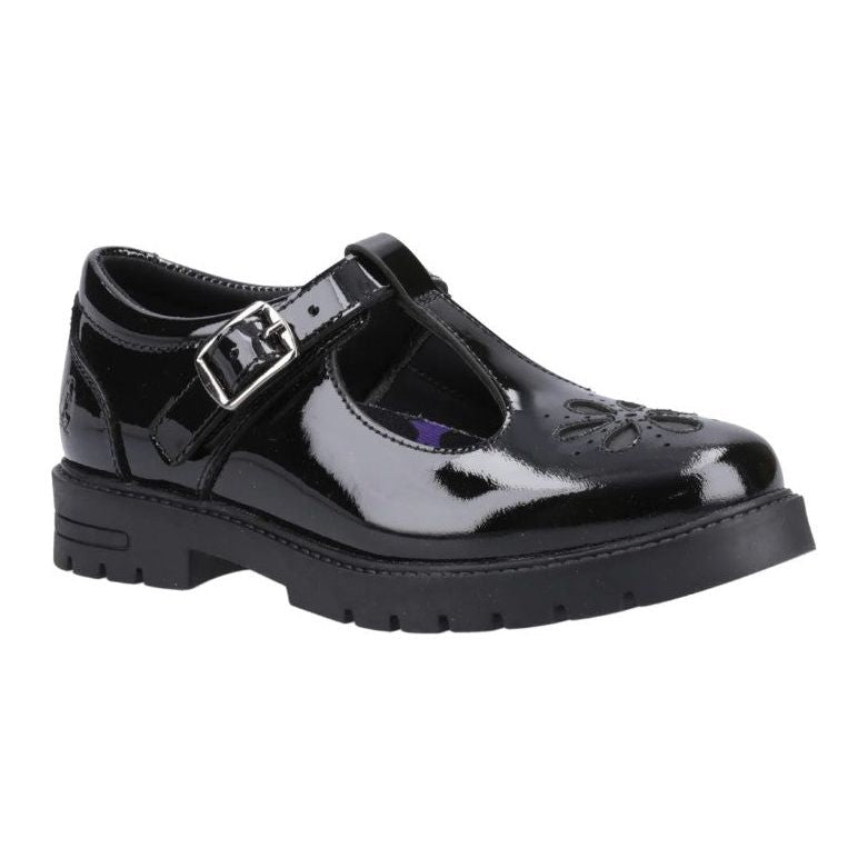 Hush Puppies Girls Senior School Shoe Fiona Patent Black
