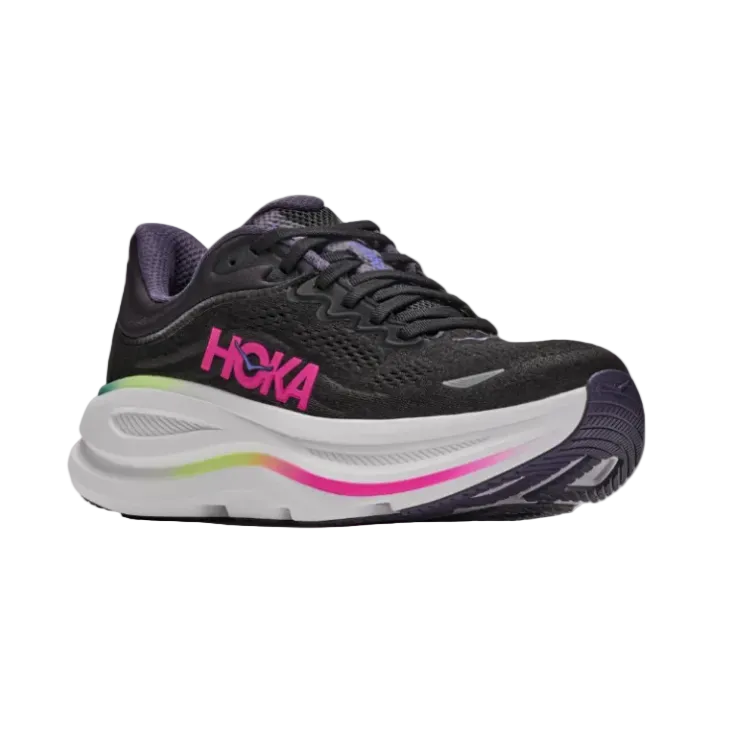 Hoka Bondi 9 women's black and neon dragonfruit running trainer