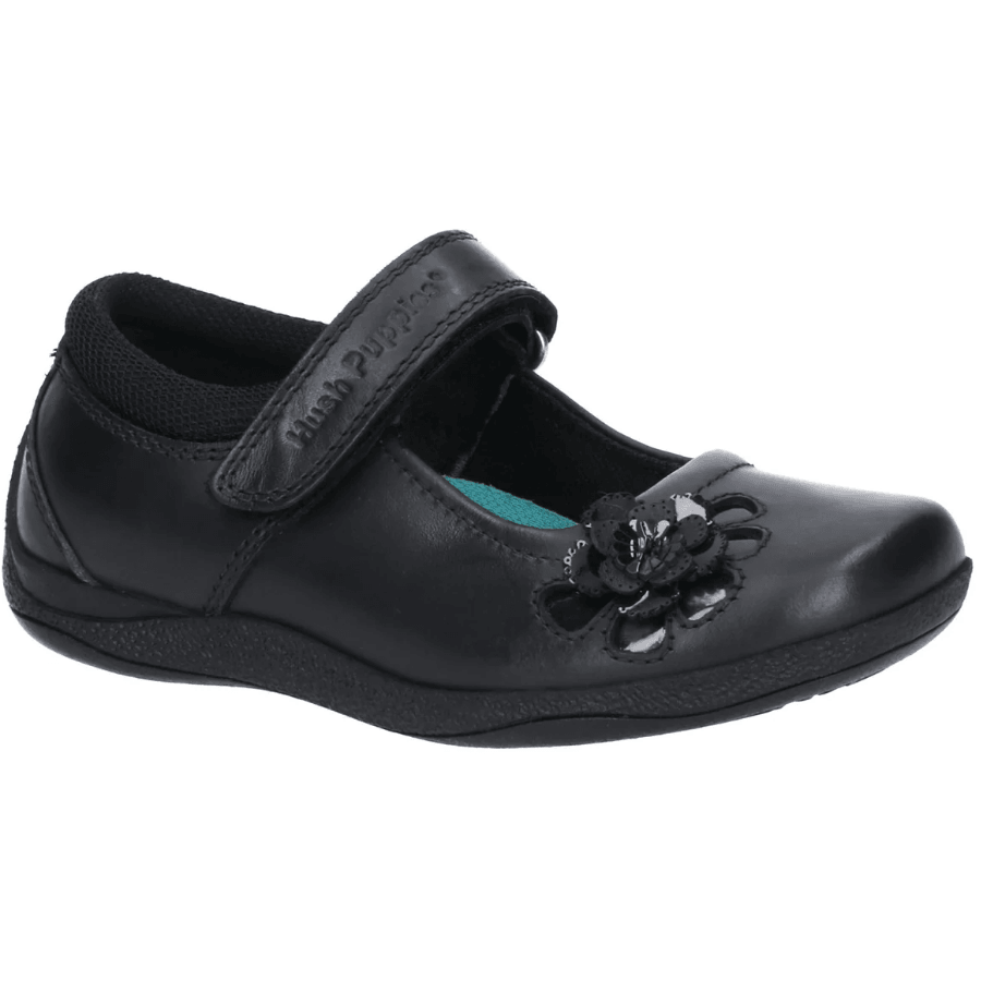 Hush Puppies Jessica Senior girls' black leather school shoe