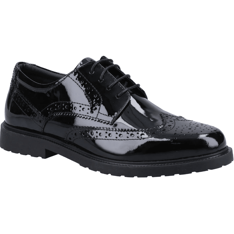 Hush Puppies Womens Verity Brogue Black Patent
