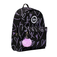 Hype Girls Backpack Iconic Glitter Scribble Hearts Black/Purple