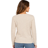 ICHI women's Hrebel Long Sleeve Top Oatmeal Melange