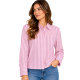 ICHI Ijoya Striped Shirt Pink/Fudge