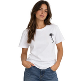 ICHI Kamille Short Sleeve Top Cloud Dancer/Black