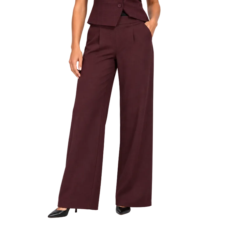 ICHI women's Kate Sus Long Wide Pants Fudge