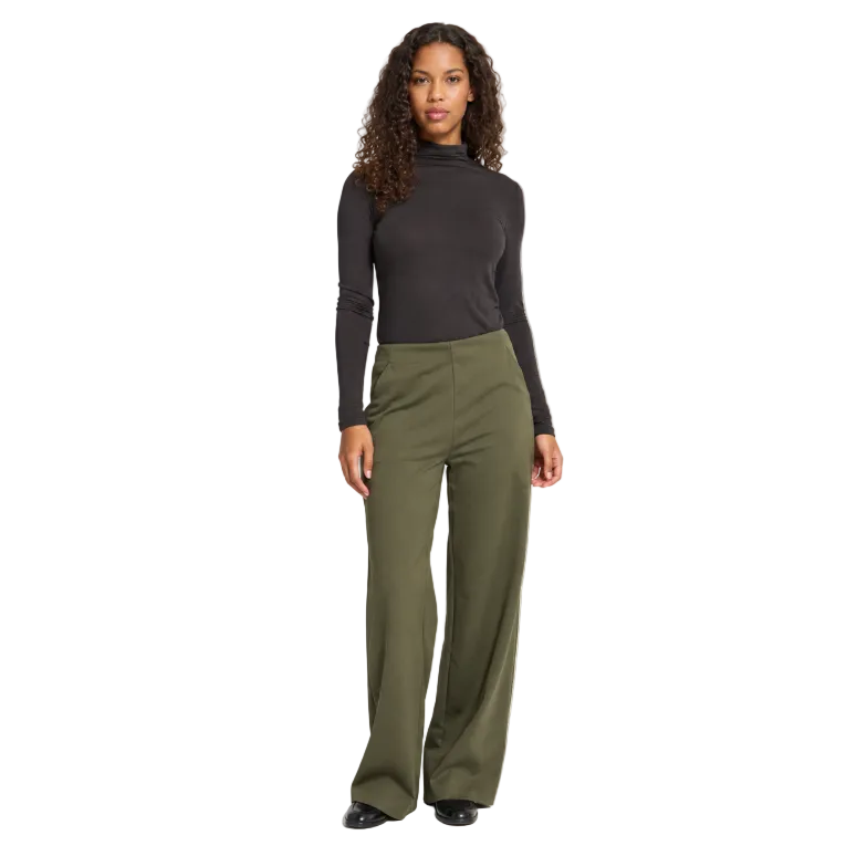 ICHI women's Kate Wide Leg Trousers Forest Night