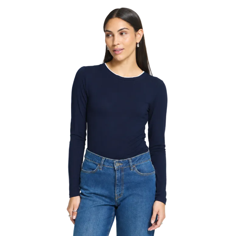 ICHI women's Philuca Long Sleeve Top Maritime Blue