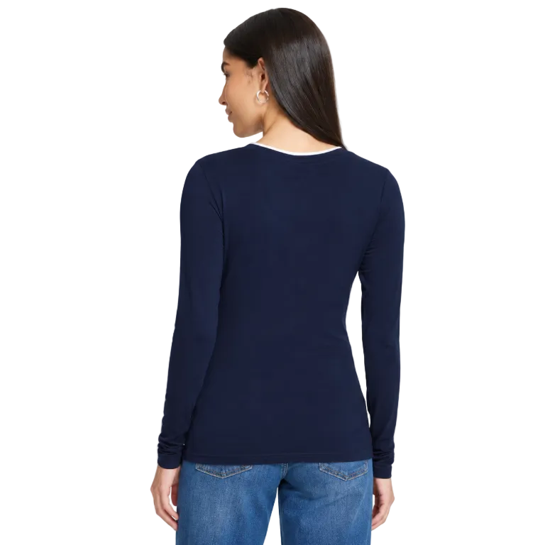ICHI Philuca Long Sleeve Top Maritime Blue