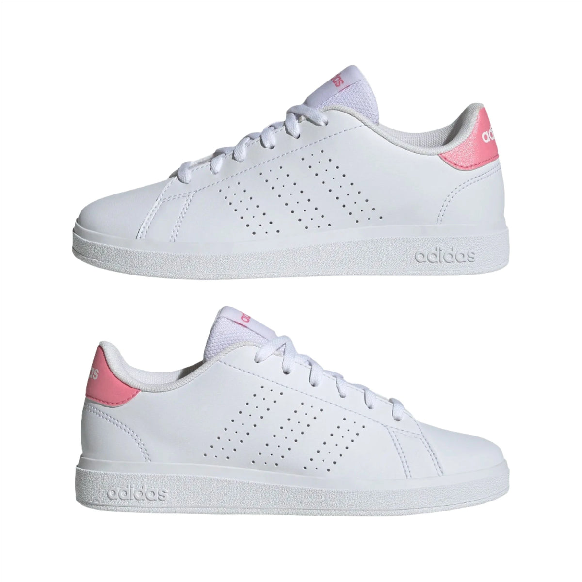 Adidas Girls Trainer Advantage Base 2.0 J White Pink Black Donaghys